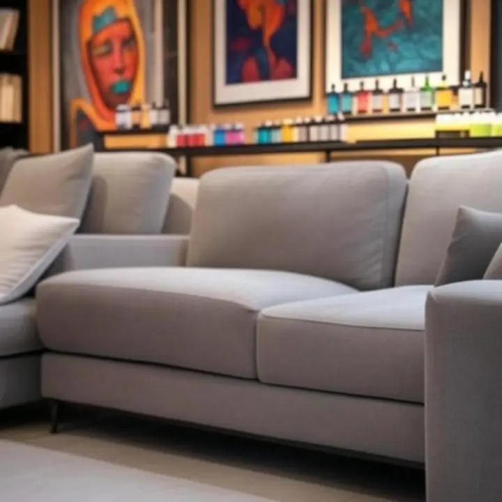 Meghitt, modern tetováló stúdió enteriőr kényelmes ülőhellyel és művészeti dekorációval